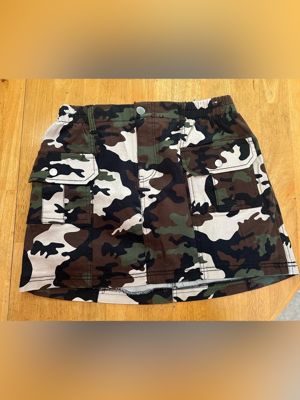 Rue21 Camo A-Line Skirt in Green, Brown, Black, and White
